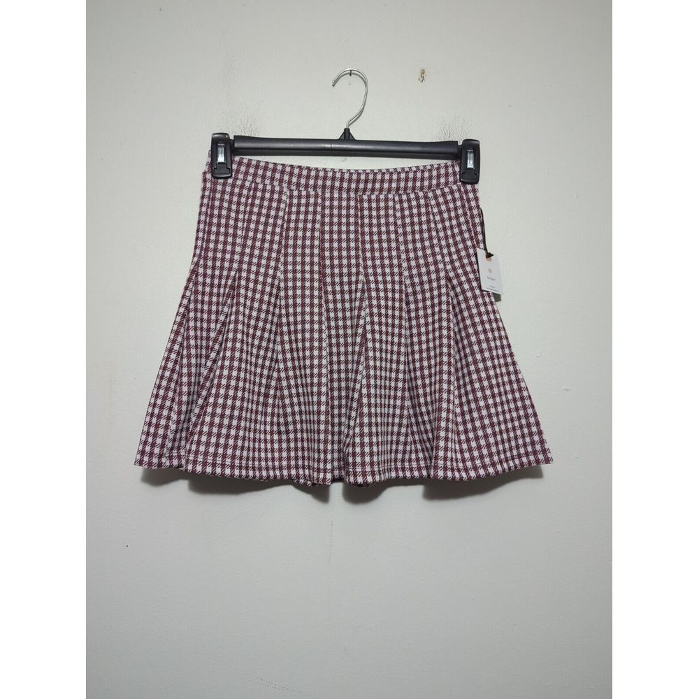 Originality Burgundy Houndstooth Pleated Mini Skirt Mens‎ Size Medium NWT USA